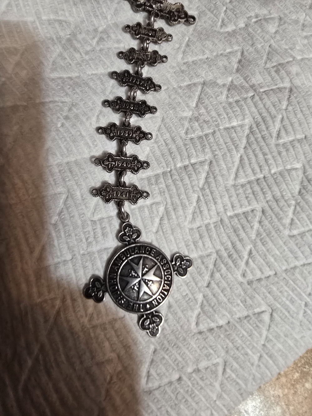 Antique Silver Ambulance Association Medal Necklace - Sterling Silver